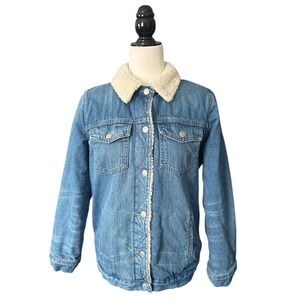 Madewell Sherpa‎ Lined Denim Trucker Jacket Oversized Small